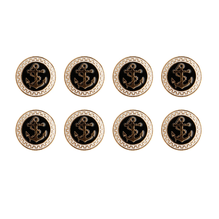 Gold and Black Anchor Metal Buttons