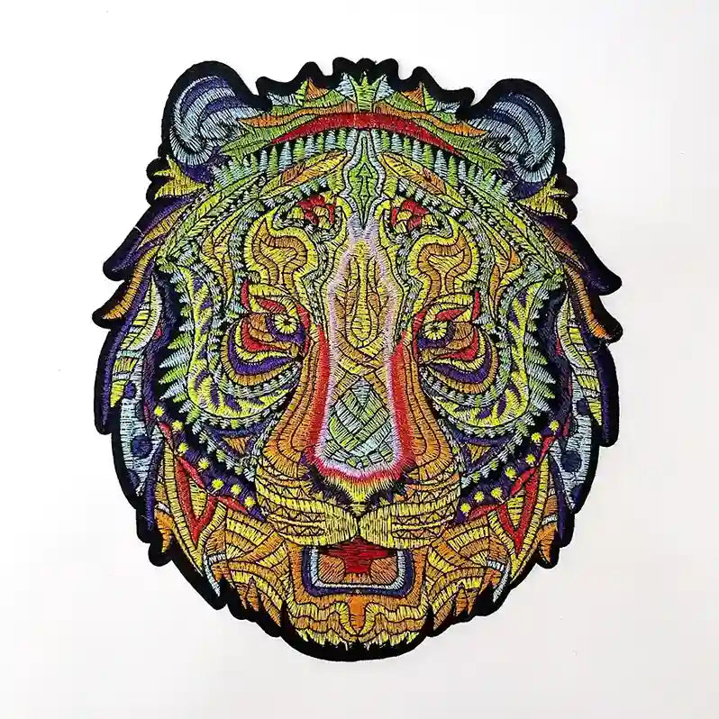 Psychedelic Embroidered Tiger Head Patch