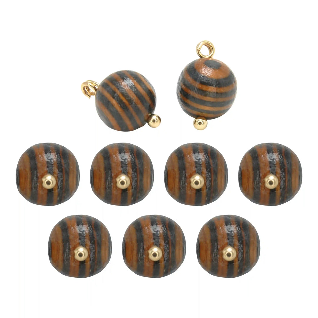 Striped Wooden Shank Buttons | 10mm