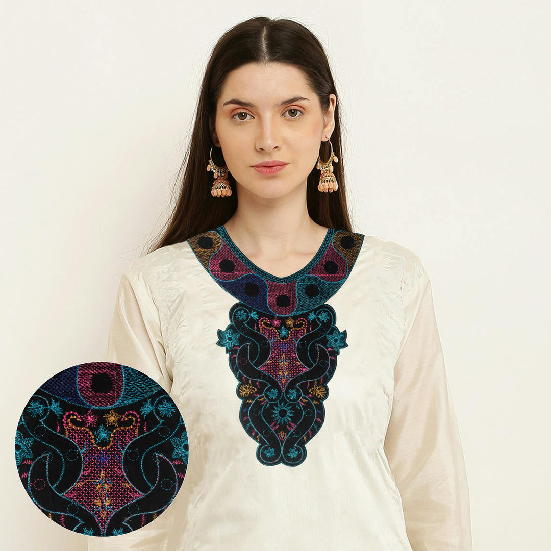 Artistic Paisley Floral Fusion Neck Yoke