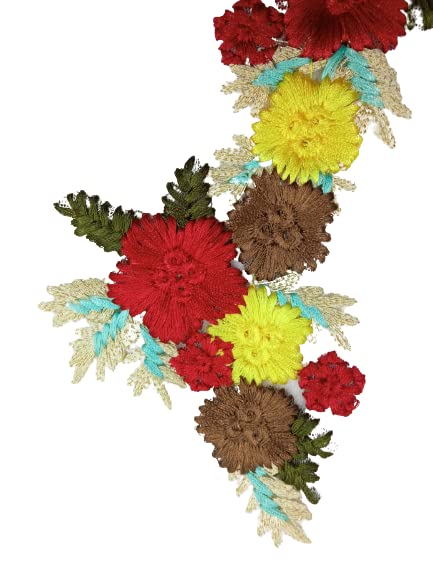 Multicolor Flower Detailed Embroidered Sew On Applique Patch