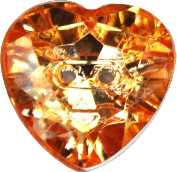 Orange Crystal Fire Design Heart-Shaped Acrylic Buttons(Pack of 8 Buttons)