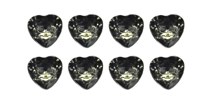 Textured Black Heart Shaped Acrylic Buttons(Pack of 8 Buttons)