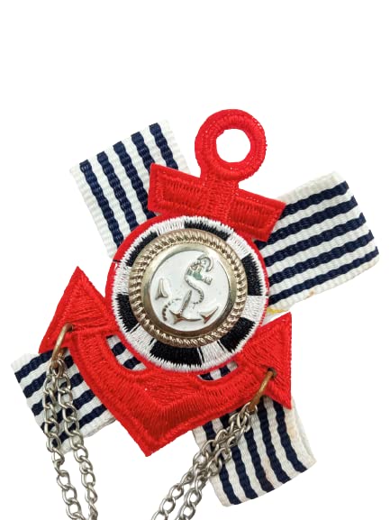 Striped Emblem Red Anchor Brooch