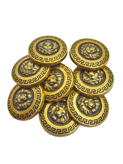 Royal 3D Lion Antique Face Metal Buttons