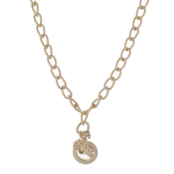 Chain Necklace with Rose Charm