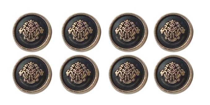 Black Golden Royal Design Heraldic Crest Shank Button