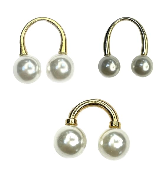 U-Shape Pearl and Gold Duo Brooch