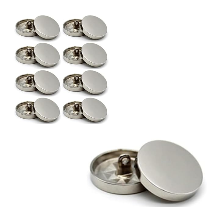 Flat Metal Buttons(Pack of 8 Buttons)