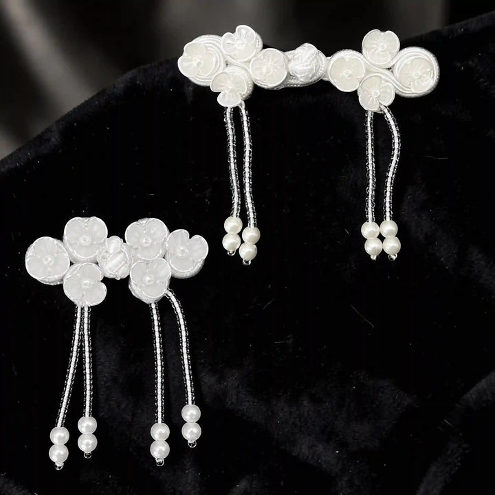 Floral Pearl Tassel Frog Closure Buttons