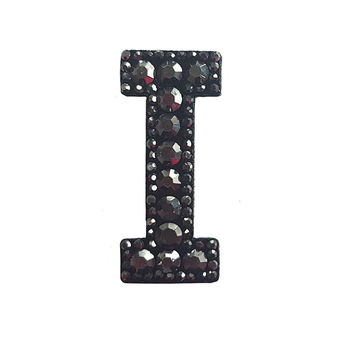 Letter I Black Rivet Hematite Hot fix Or Sew Patch