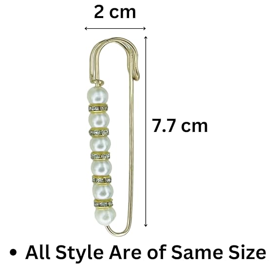 6 pieces Pearl Rhinestone Safety Pins