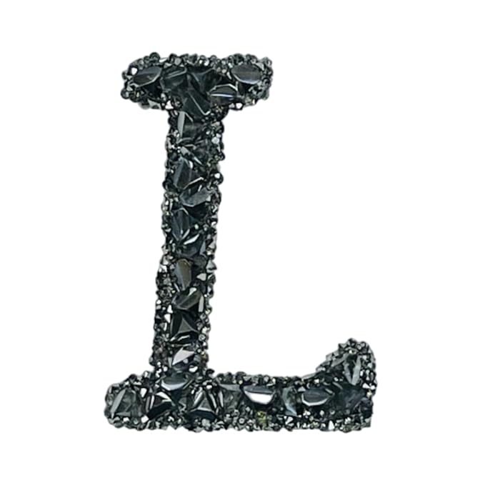 Letter L Black Sparkling Rhinestone Patch