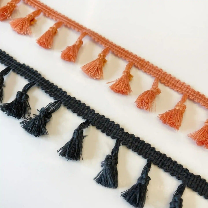 Tassel Fringe Lace (Latkan Lace), Cotton, 3.5 cm, Orange & Black