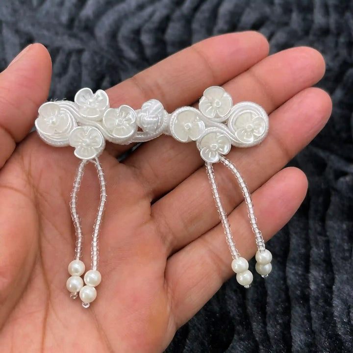 Floral Pearl Tassel Frog Closure Buttons
