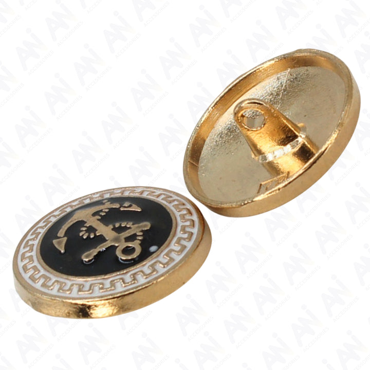 Gold and Black Anchor Metal Buttons