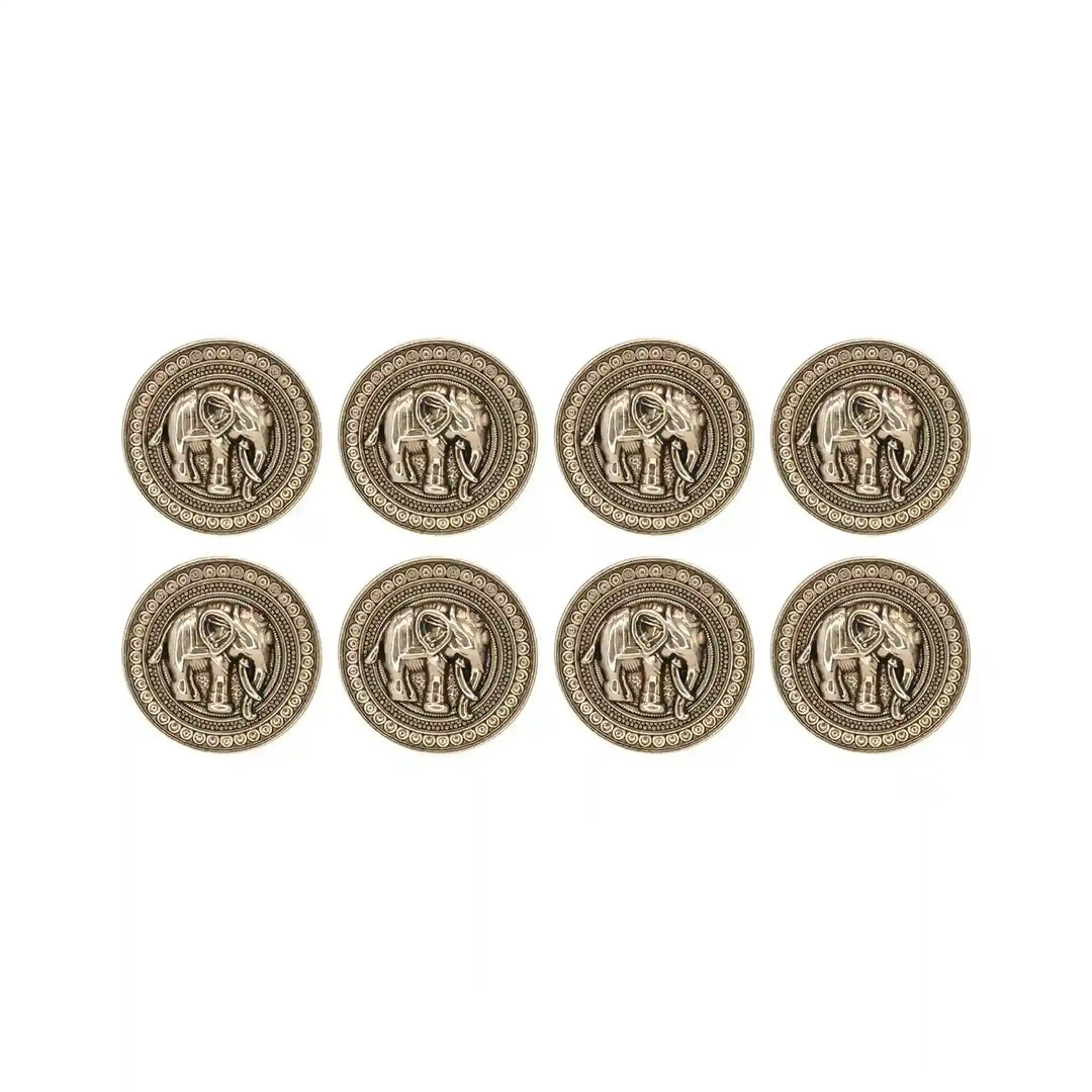 Good Luck Elephant Motif Antique Gold Metal Button | 23mm(36L) & 18mm(28L)