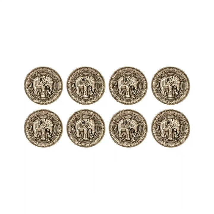 Good Luck Elephant Motif Antique Gold Metal Button | 23mm(36L) & 18mm(28L)