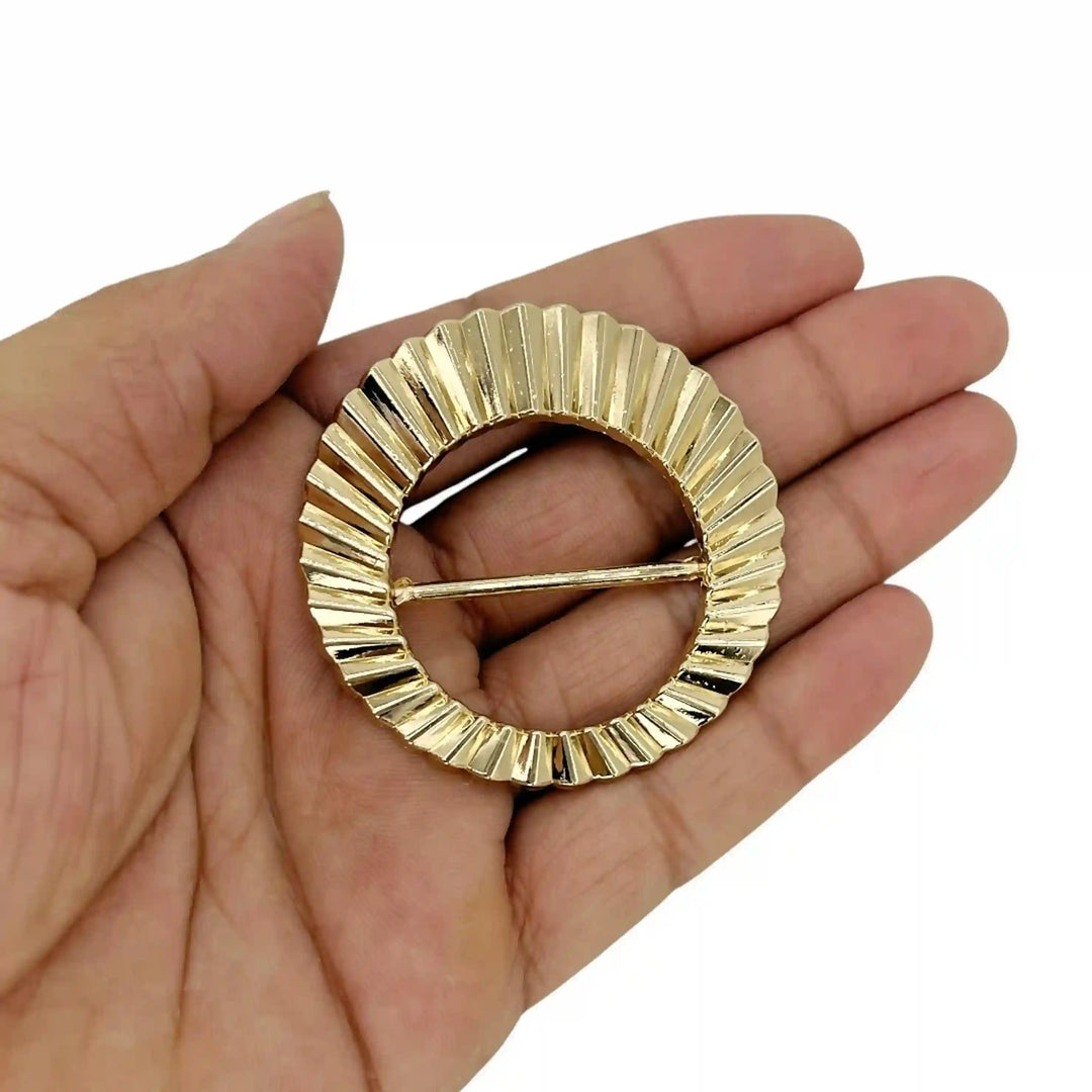 Ribbed Circular Metal Buckle