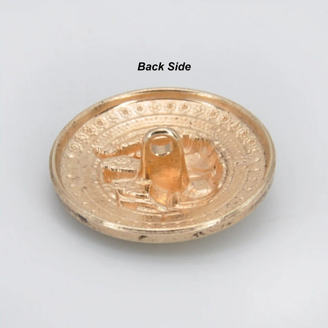 Good Luck Elephant Motif Antique Gold Metal Button | 23mm(36L) & 18mm(28L)