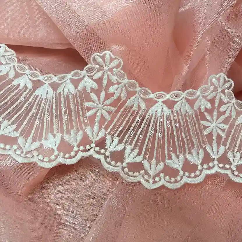 Floral Fan Pleated Lace | K-683