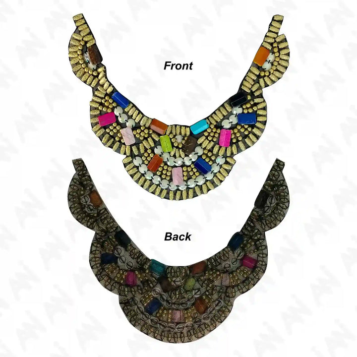 Colorful Beaded U Shaped Scoop Neckline