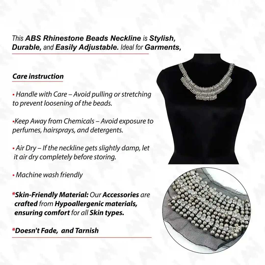 Crystal Beaded Neckline Patch