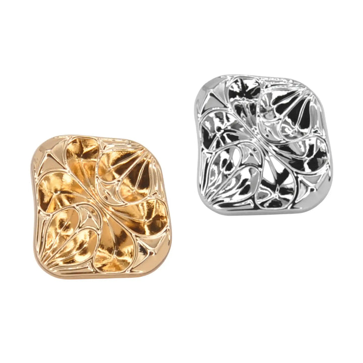 Hammered Wave Square Metal Button | 13mm(20L)