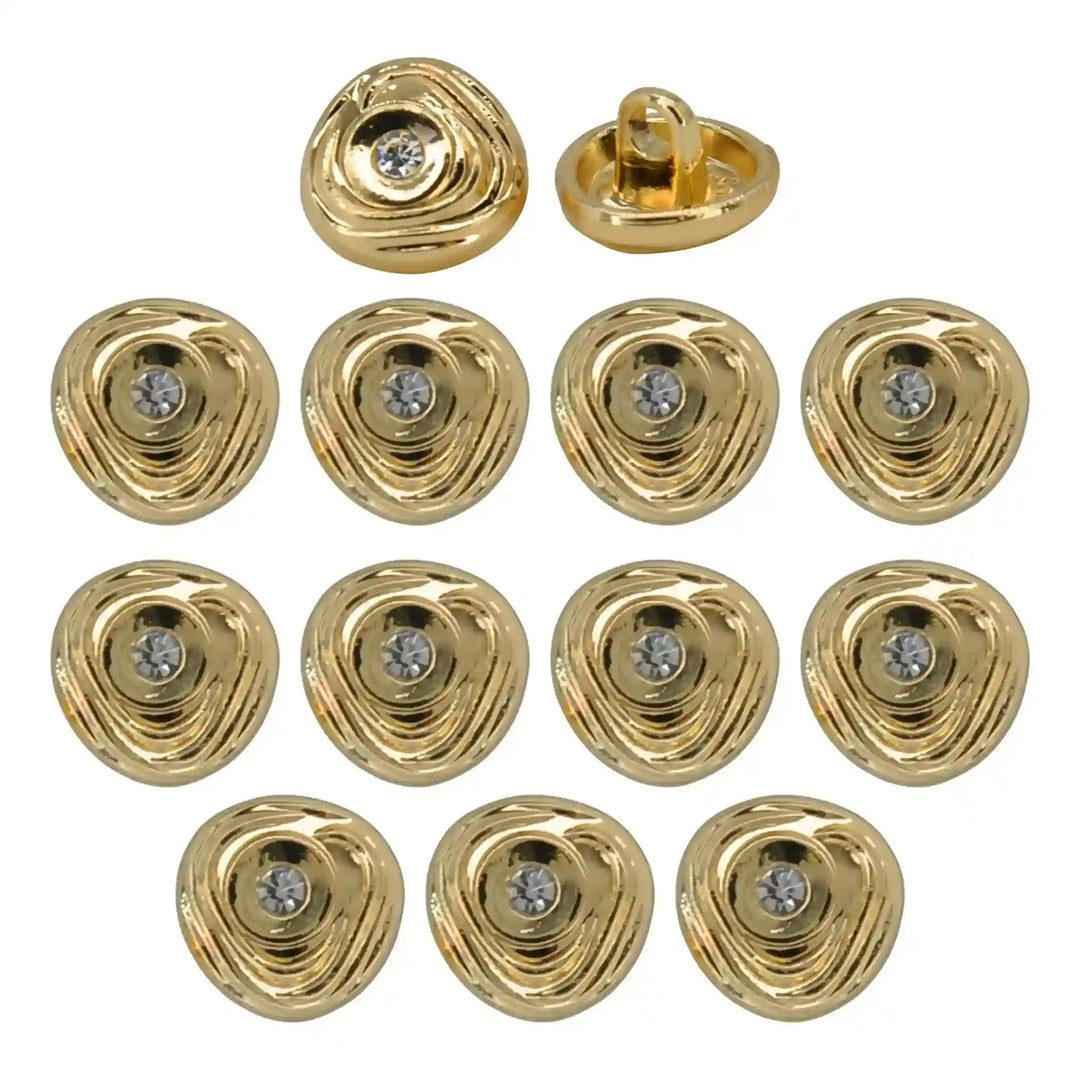 Concentric Wave Rhinestone 10mm Shirt Button