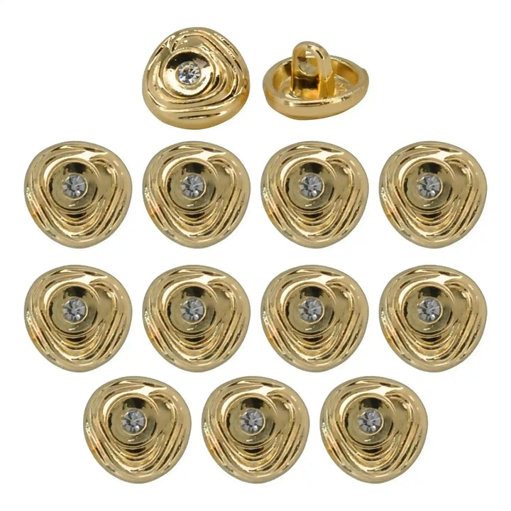 Concentric Wave Rhinestone 10mm Shirt Button