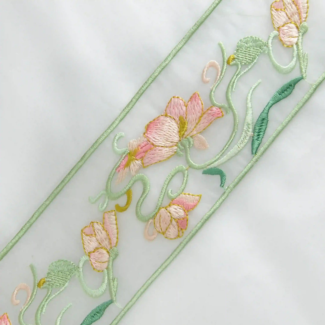 Pastel Flower Multicolor Organza Parsi Gara Lace