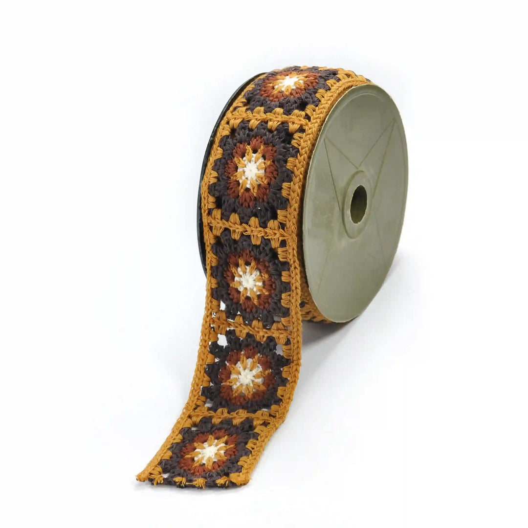 Crocheted Floral Motif Lace Trim | 2 Meter