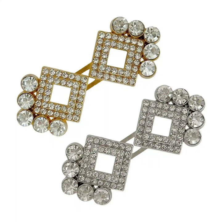 Rhinestone Square Frog Closure Buttons