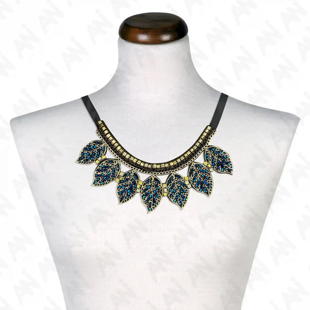 Beaded Leaf Round Neckline