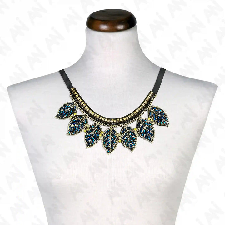 Beaded Leaf Round Neckline