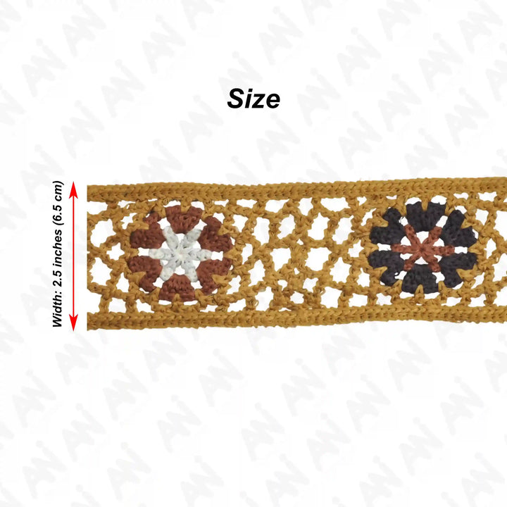 Crochet Floral Motif Lace Trim | 2 Meter