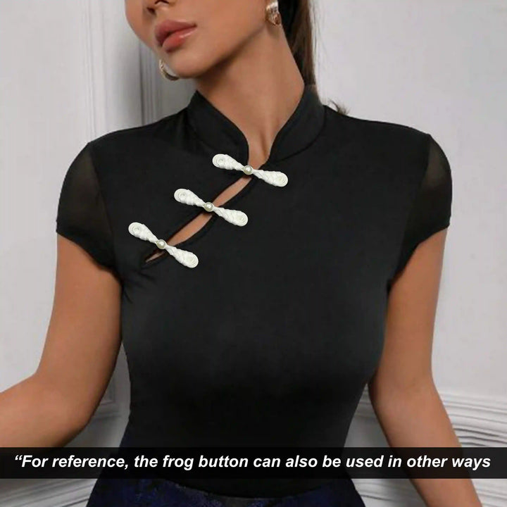 Braided Lattice Pearl Frog Closure Button