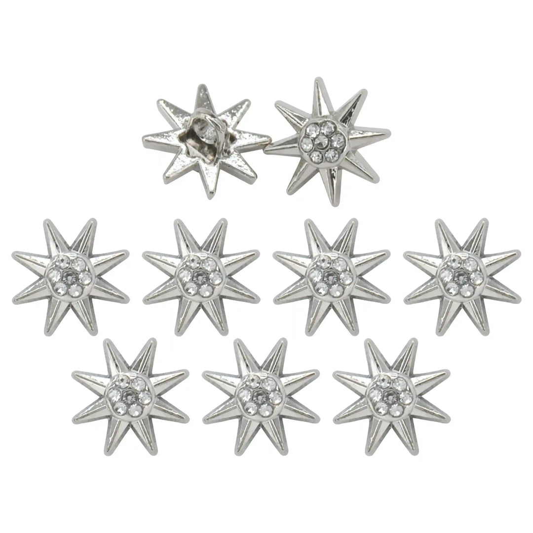 Sunburst Design Rhinestone 12mm Shirt Buttons
