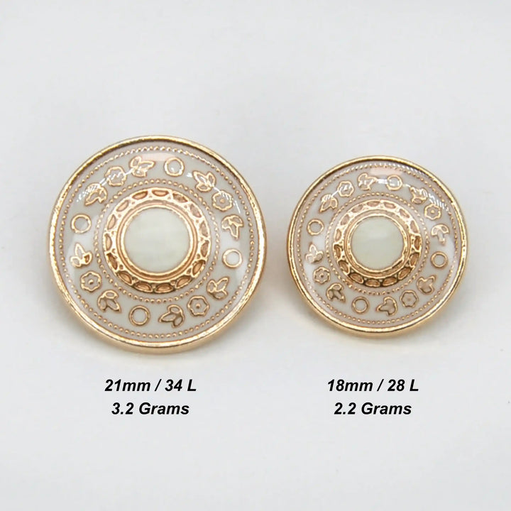 Ivory Gold Metal Button | 18mm (28L) & 21mm (34L)