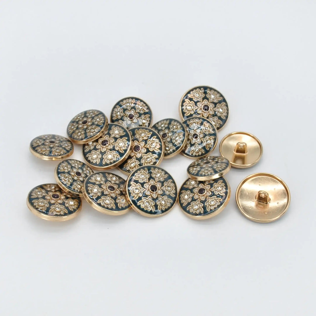 Heritage Floral Pattern Metal Buttons | 22mm(35L) & 18mm(28L)