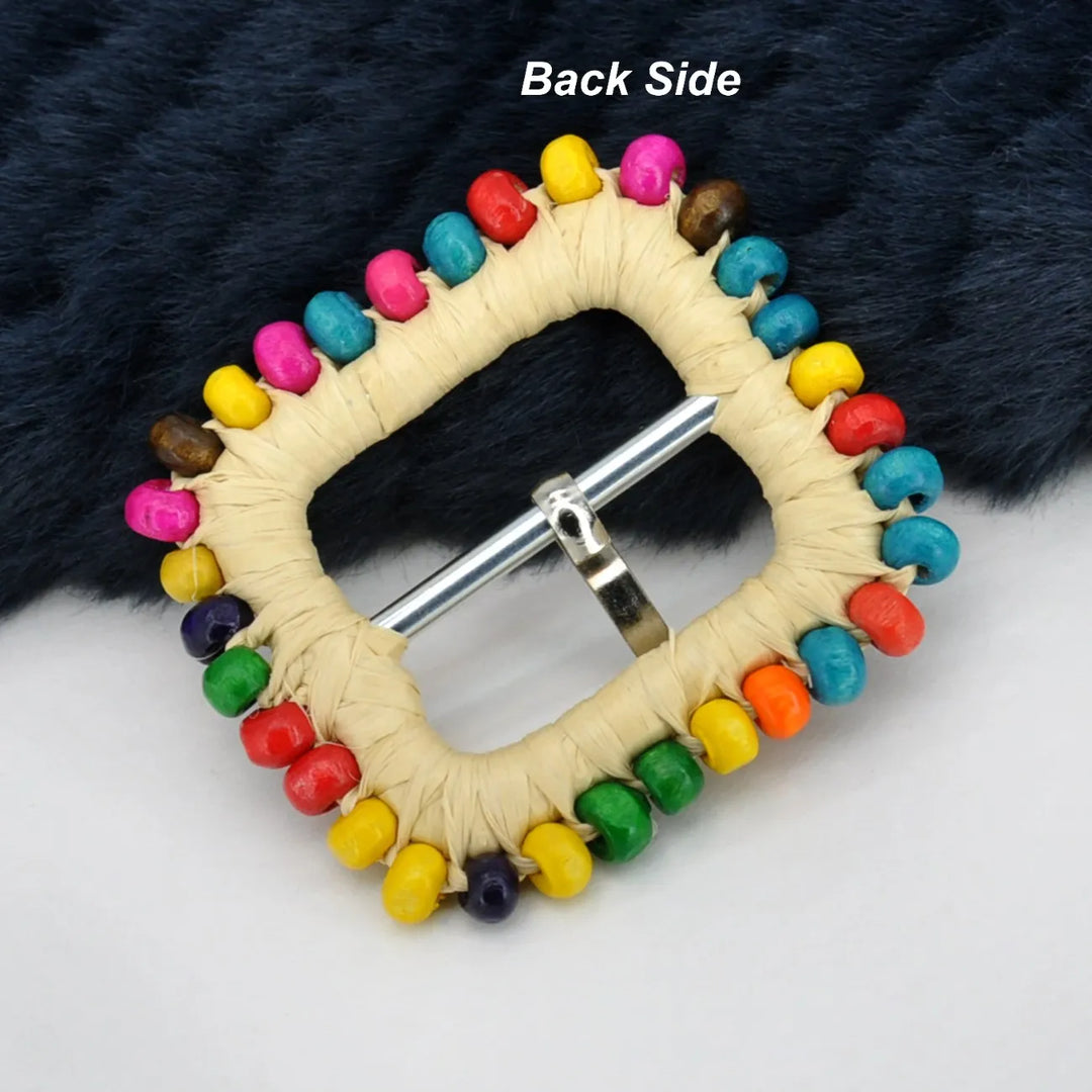 Rectangular Handwoven Straw Raffia Buckle | 2 inches & 3.3 inches