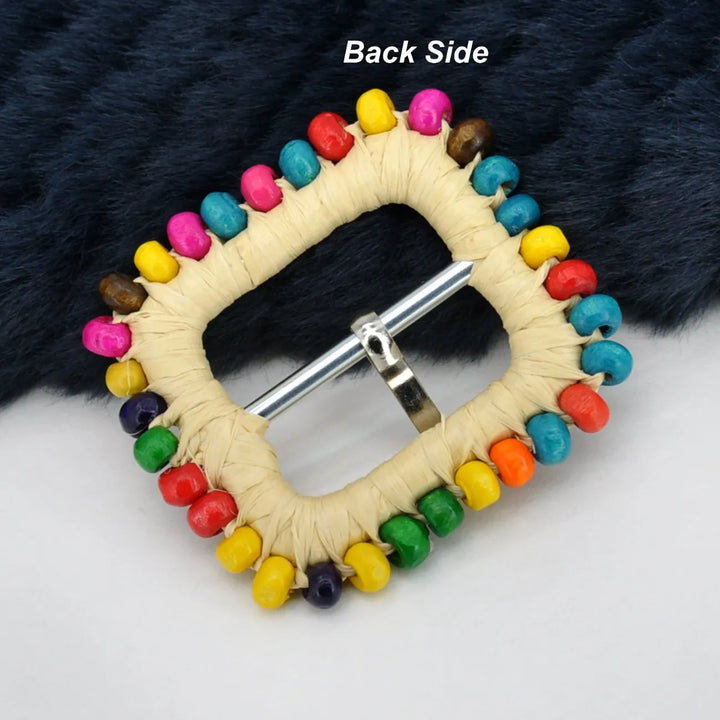 Rectangular Handwoven Straw Raffia Buckle | 2 inches & 3.3 inches