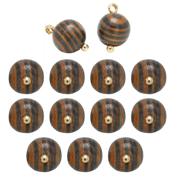 Striped Wooden Shank Buttons | 10mm