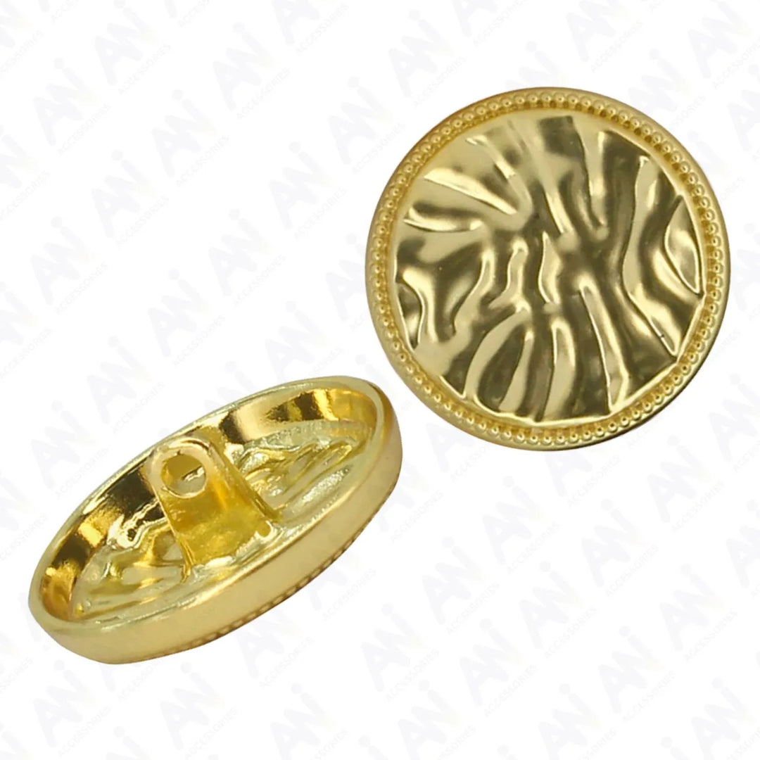 Wrinkles Inspired Golden Shank Metal Button | 15mm(24L), 19mm(30L) & 23mm(36L)
