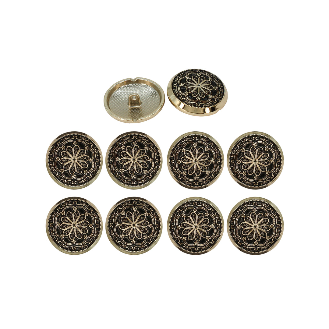 Gold and Black Floral Buttons