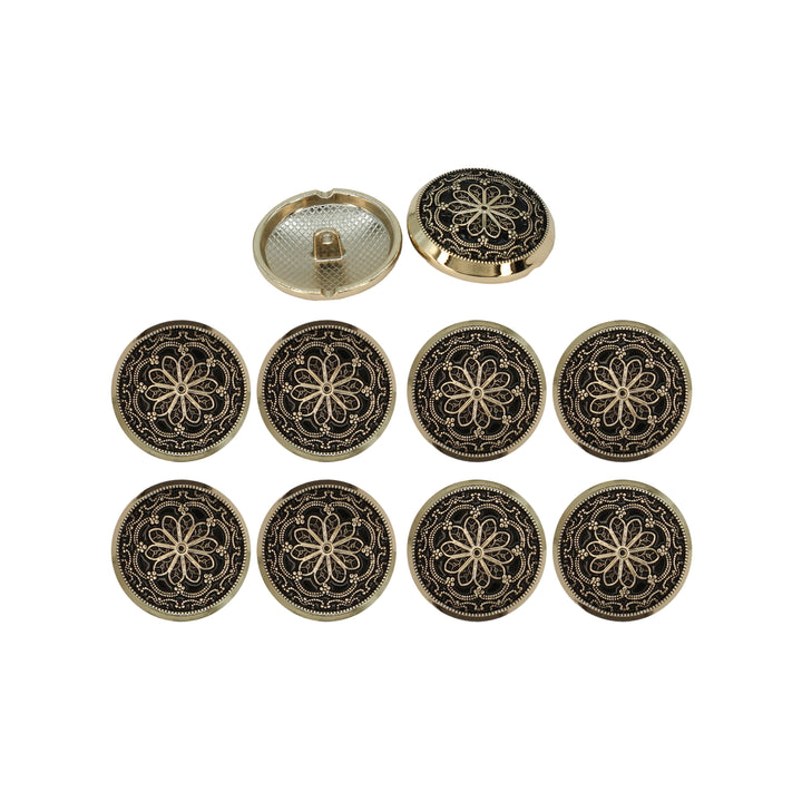 Gold and Black Floral Buttons