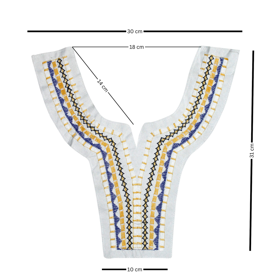 Multicolored Threadwork on Neckline