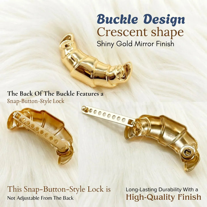 Curled Horn Ribbed Gold Scarf Ring Buckle