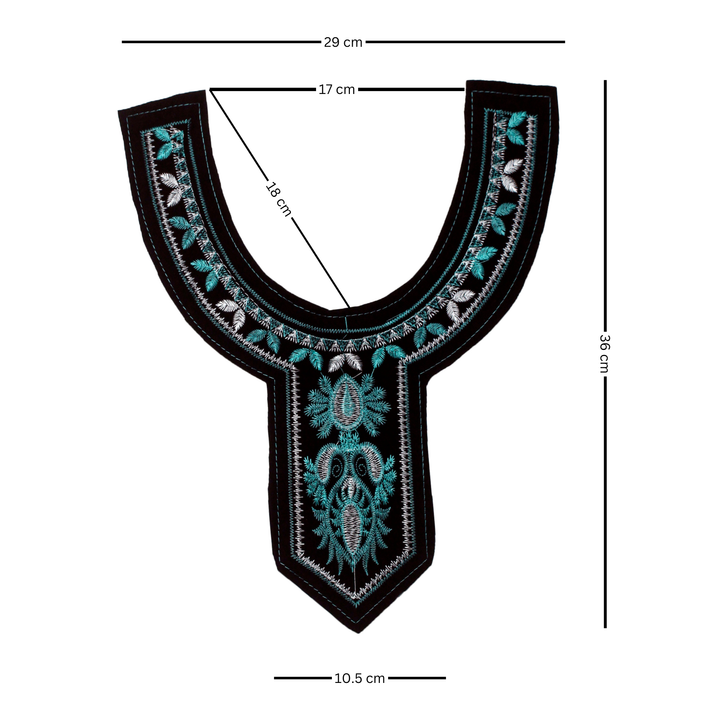 Teal and Silver Neckline Applique