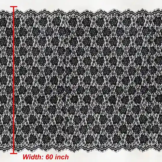 Midnight Black Rose Corded Fabric | 60 inches